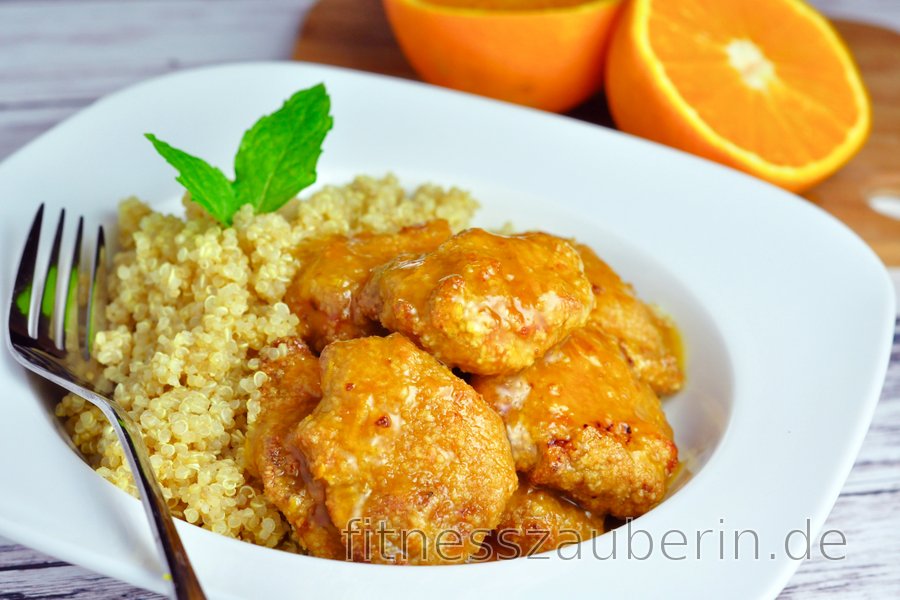 Hähnchenbrust in Orangensauce mit Quinoa | fitnesszauberin.de