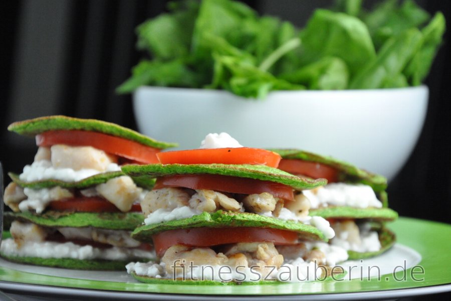 Spinatküchlein mit Hühnerfleisch