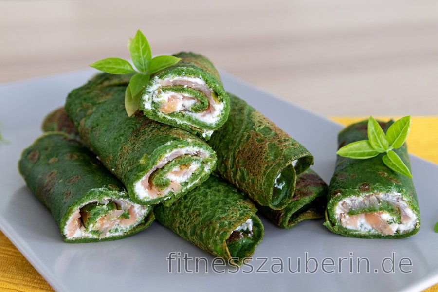 Fitness Spinat-Crêpes mit Quark und Räucherlachs | fitnesszauberin.de